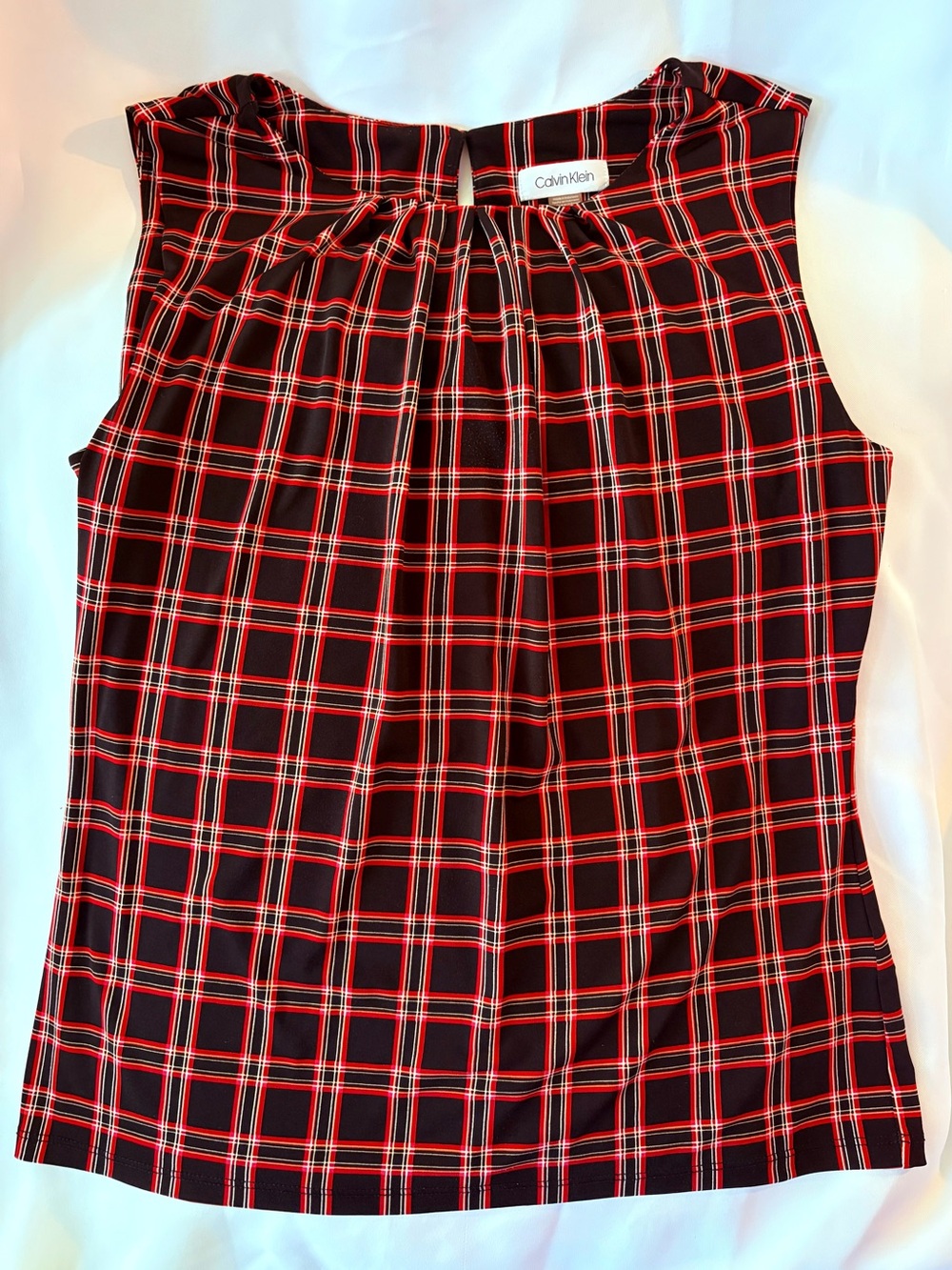 Calvin Klein Black and Red Plaid Sleeveless Camisole